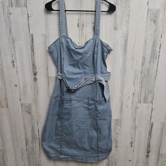 JustFab Dresses & Skirts - Justfab Blue Denim Dress with Belt Womens Plus Size 1X